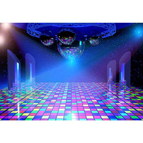 Leyiyi Disco Dance Hall KTV Backdrop 5x3ft Photography Backdrop Nightclub Sparkling Spotlight Colorful Floor Virtual Halo Defocus Light Beam 70s 80s 90s Party Backdrop Photo Booth Props