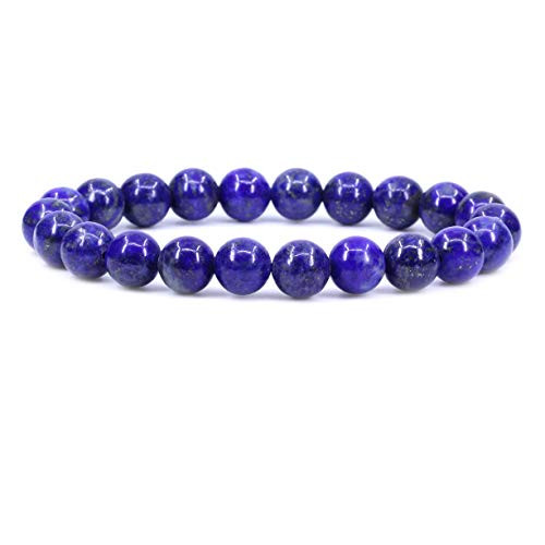 Natural Blue Lapis Crystal Gemstone 8mm Round Beads Stretch Bracelet 7 Inch