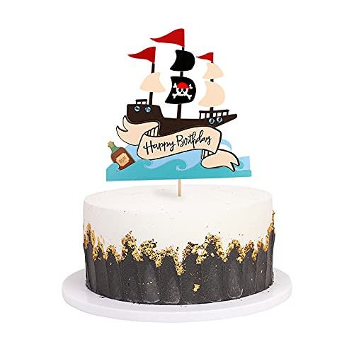 Pirate Theme Happy Birthday Paper Cake Topper Pirate Ship Skull Birthday Cake Topper Kid Birthday Party Cake Decoration Supplies Pirate Theme Happy Birthday Paper Cake Topper Pirate Ship Skull Birthday Cake Topper Kid Birthday Party Cake Decoration Supplies