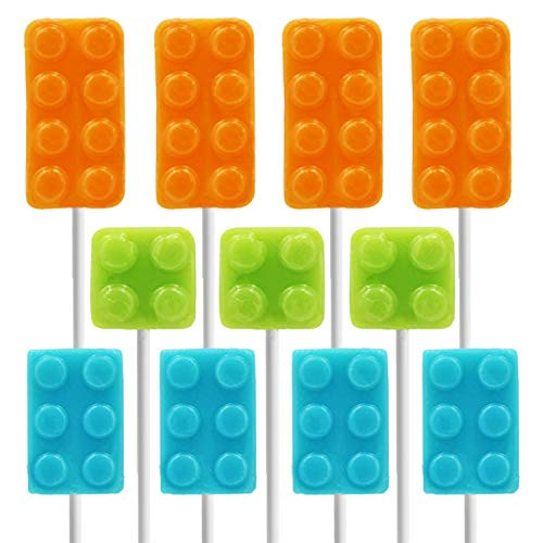 Color Brick Lollipop Suckers Candy, Great for Birthday Parties, Events, and Goody Bag Fillers, Party Favors, Individually Wrapped -12-Pack-
