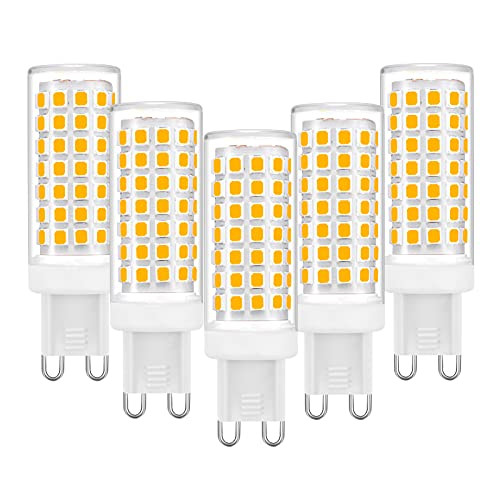 G9 LED Bulb 6W, 60 Watt G9 Base Halogen Equivalent, 2700K Soft Warm White, 120V No-Flicker, Chandelier Lighting Non-Dimmable 600LM -5 Pack- by BAOMING