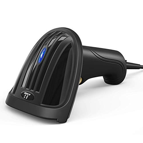 TaoTronics Barcode Scanner Handheld USB Barcode Scanner 1D Laser Wired Bar Code Reader for Computer, Fast and Precise Scan Support Windows/Mac OS/Linux for Inventory Management