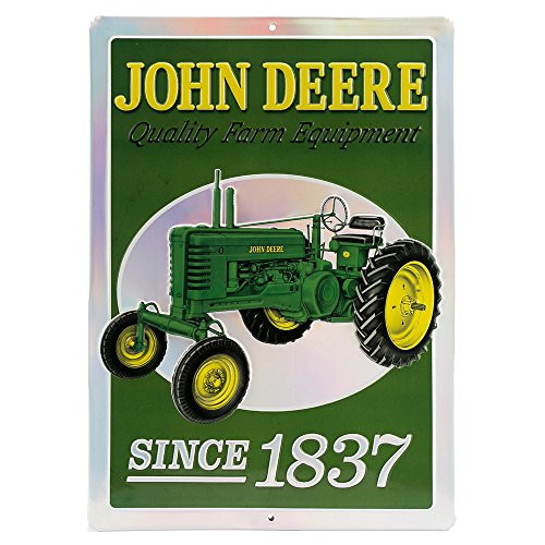 Open Road Brands John Deere 1837 Tractor Embossed Metal Sign Open Road Brands John Deere 1837 Tractor Embossed Metal Sign