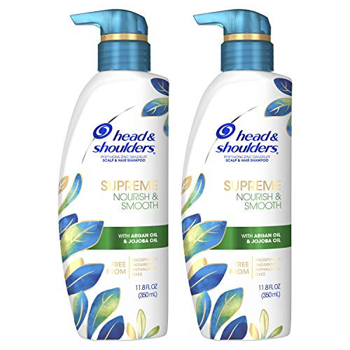 Head  and  Shoulders Supreme, Scalp Care and Dandruff Treatment Shampoo, with Argan Oil and Jojoba, Nourish and Smooth Hair and Scalp, 11.8 Fl Oz, Pack of 2