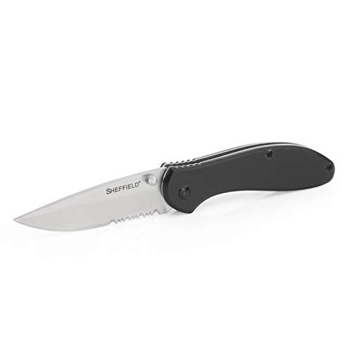 Sheffield 12164 Berda Assisted Open Knife, 3 Inch Blade EDC Knife, for Survival Gear, Self Defense, and More, G10 Handle, Partially Serrated Sheffield 12164 Berda Assisted Open Knife, 3 Inch Blade EDC Knife, for Survival Gear, Self Defense, and More, G10 Handle, Partially Serrated