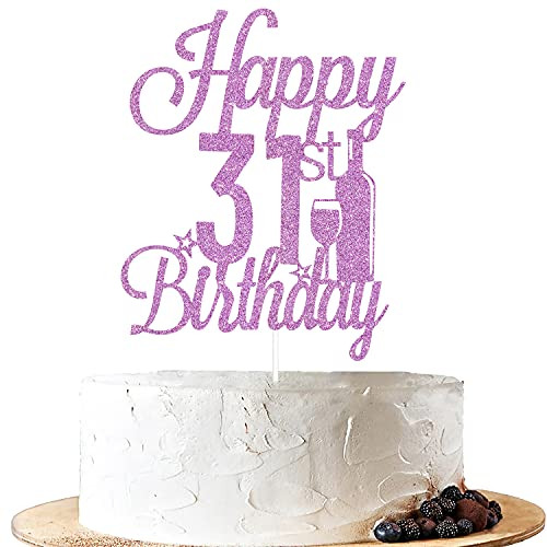 Happy 31st Birthday Cake Topper-Hello 31/Cheers to 31 Years - 31st Birthday/Party Decorations Supplies-Rose gold-