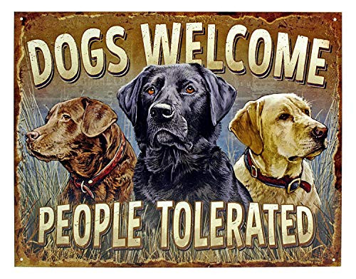 Wallors Metal Signs Vintage Funny Plaques Poster Wall Decor Dogs Welcome People Tolerated - Tin Sign 16 x 12 for Bar Man Cave Pub Patio Wallors Metal Signs Vintage Funny Plaques Poster Wall Decor Dogs Welcome People Tolerated - Tin Sign 16 x 12 for Bar Man Cave Pub Patio