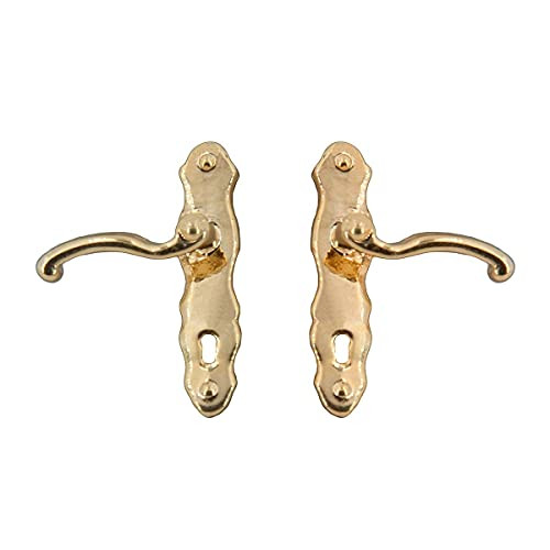 Melody Jane Dollhouse Brass Lever Door Handles Mini Mundus Miniature Knobs Door Furniture