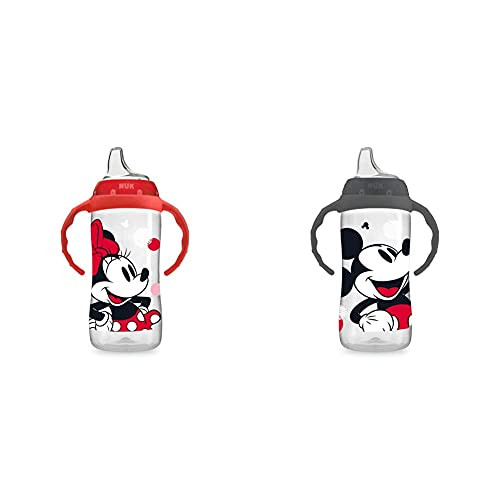 NUK Disney Large Learner Sippy Cup, Minnie Mouse, 10 Oz 1Pack with NUK Disney Large Learner Sippy Cup, Mickey Mouse, 10 Oz 1-Pack