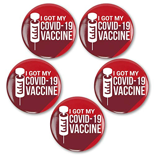 5PK, I Got My Covid-19 Vaccine Pins, I was Vaccinated for Covid Button Pins, Vaccinated for Corona Pins - Red / 2 inch Round - - Proudly, Let Everyone Know Your Vaccinated 5PK, I Got My Covid-19 Vaccine Pins, I was Vaccinated for Covid Button Pins, Vaccinated for Corona Pins - Red / 2 inch Round - - Proudly, Let Everyone Know Your Vaccinated