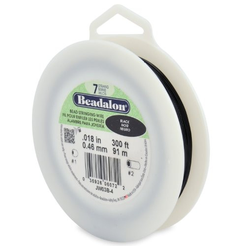 Beadalon 7-Strand 0.018" -0.46 mm- 300 ft -91.4 m- Black Bead Stringing Wire