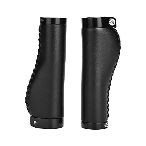 Alomejor Bicycle Handle Grips Ergonomic Design Bicycle Handlebar Grips Widen Holding Surface Leather Bike Grips for Mountain Road MTB Bike -Black-