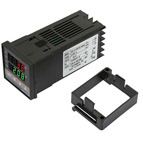 Temperature Controller,REX-C100FK02-MAN Digital PID Temperature Controller Thermostat Relay Output 0-400 ?-Black-