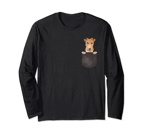 Dog In Pocket Funny Dog Lover Wire Fox Terrier Long Sleeve T-Shirt