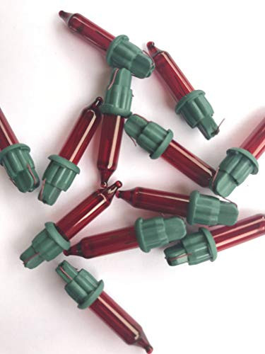 100 2.5 Volt Red Replacement Mini Light Bulbs on Green Base - Christmas - Mini Bulbs
