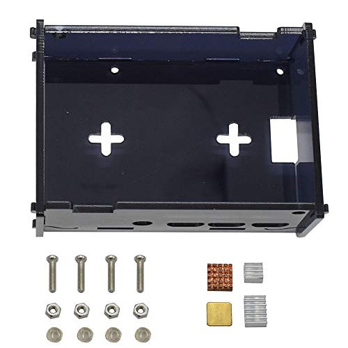 Davitu Module Board Raspberry Pi  and  Orange Pi - Black DIY Acrylic Case Box Shell with Screw and Silver Big Copper Aluminum Heatsink for 3.5 Inch TFT Screen Raspberry Pi 4B
