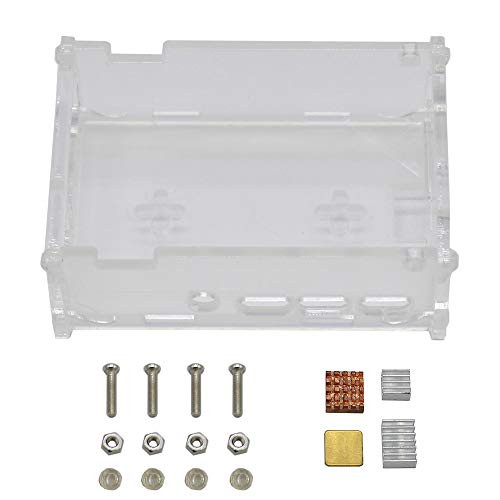 Davitu Module Board Raspberry Pi  and  Orange Pi - Transparent DIY Acrylic Case Box Shell with Screw and Silver Big Copper Aluminum Heatsink for 3.5 Inch TFT Screen Raspberry Pi 4B