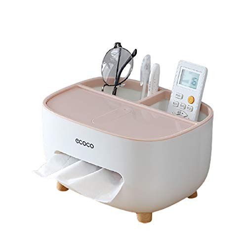 zhanglie Tissue Box, Living Room Home Multifunctional Remote Control Storage Tissue Box, Creative and Simple Coffee Table Tissue Dispenser -Pink-