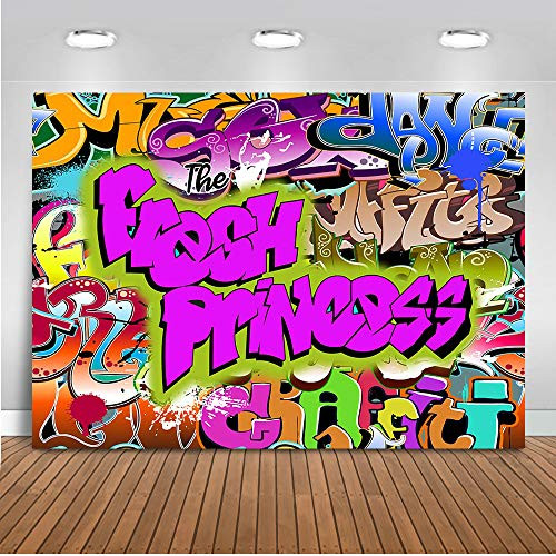 Mocsicka The Fresh Princess Backdrop Hip Pop Graffiti Background 7x5ft Vinyl Fresh Princess Hip Pop Baby Shower Party Banner Backdrops