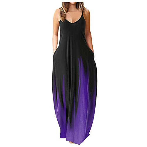 Summer Dresses for Women Casual Sleeveless Long Maxi Dress Sexy Plus Size V Neck Long Dresses with Pockets