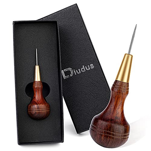 1.5mm Wooden Handle Gourd Shape Scratch Awl Tool Pin Punching for Leather Hole Punch Leather Pouch Hole DIY Handmade