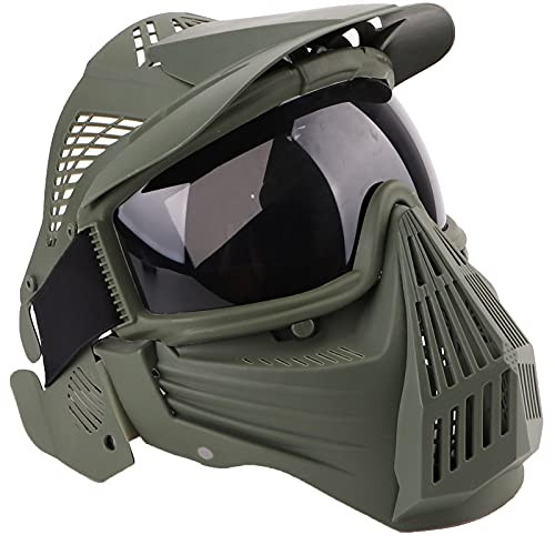 NINAT Airsoft Mask Tactical Masks Full Face with Greylens Lens Goggles Eye Protection for Halloween CS Survival Games Shooting Cosplay Mask Green