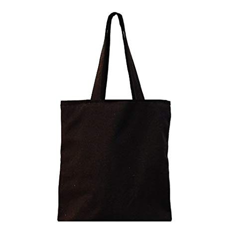 Nuni Unisex DIY Plain Solid Black Canvas Tote Bag -Small, Black/ Small Tote-