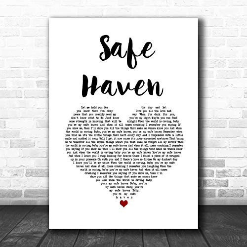 Safe Haven White Heart Song Lyric Print