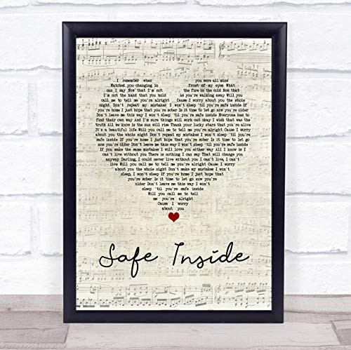 Safe Inside Script Heart Song Lyric Quote Music Poster Gift Present Wedding Song Art Print