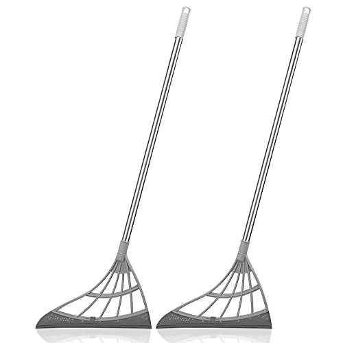Multifunction Magic Broom Sweeper, Easily Dry The Floor Surface and Remove Dirt and Hair, pet Hair Remover, Liquid, Glass Wiper, Super Sweeper Broom for Living Room, Kitchen, Bathroom - 2 Pack -