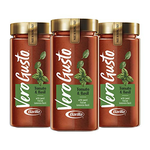 VERO GUSTO BY BARILLA Tomato  and  Basil Pasta Sauce, 20 Ounce Jar Made in Parma, Italy No Artificial Ingredients and No Added Sugar Non-GMO Project Verified, Pack of 3