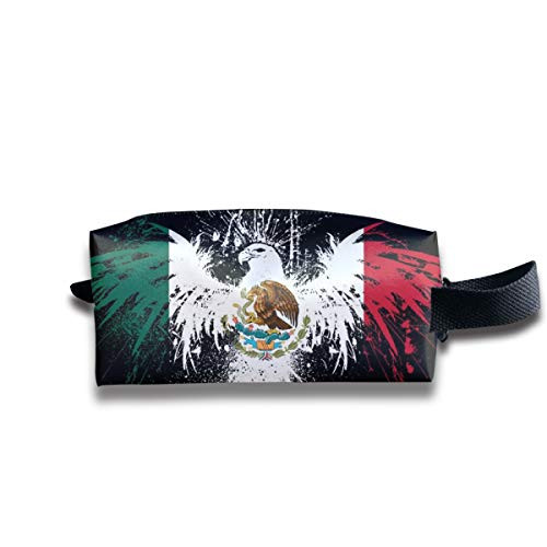 Mexican Flag Portable Makeup Bag Zipper Waterproof Travel Storage Pouch Cosmetic Toiletry Bag Handle