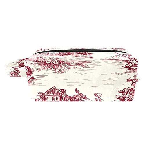 imobaby Town Village Long Cosmetic Bags Organizer Pouch Handy Travel Toiletry Makeup Bag with Zipper and Handle