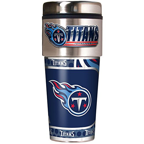 NFL Tennessee Titans Metallic Travel Tumbler, Stainless Steel and Black Vinyl, 16-Ounce NFL Tennessee Titans Metallic Travel Tumbler, Stainless Steel and Black Vinyl, 16-Ounce