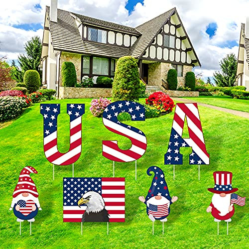 KUUQA 7Pcs 4th of July Yard Signs-4th of July Decorations Outdoor-Memorial Day Yard Signs with Stakes for Independence Day USA Patriotic Party Supplies KUUQA 7Pcs 4th of July Yard Signs-4th of July Decorations Outdoor-Memorial Day Yard Signs with Stakes for Independence Day USA Patriotic Party Supplies