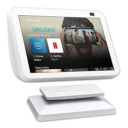HeyMoonTong Adjustable Stand for Show 8 -1st  and  2nd Gen-, Swivel and tilt Stand Mount Accessories for Your Echo Smart Display, with Magnetic Adsorption, Anti-Slip Base -White-