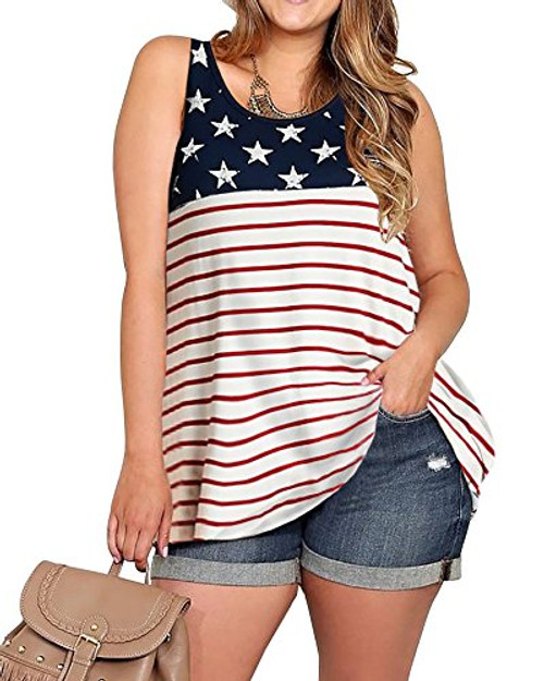 YONYWA 4th of July Women American Flag Plus Size Tank Top Summer Sleeveless Stars and Stripes Patriotic Tunic T-Shirt Red YONYWA 4th of July Women American Flag Plus Size Tank Top Summer Sleeveless Stars and Stripes Patriotic Tunic T-Shirt Red