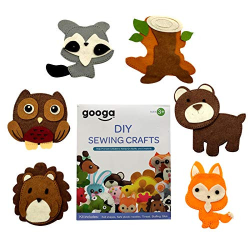 Googa Felt DIY Sewing Crafts, Felt Animal Crafting Sewing Kit and Animal Crafts - Fun DIY Stuffed Animal Sew Kits for Kids Boys and Girls -6 Forest Animal DIY Set- Googa Felt DIY Sewing Crafts, Felt Animal Crafting Sewing Kit and Animal Crafts - Fun DIY Stuffed Animal Sew Kits for Kids Boys and Girls -6 Forest Animal DIY Set-
