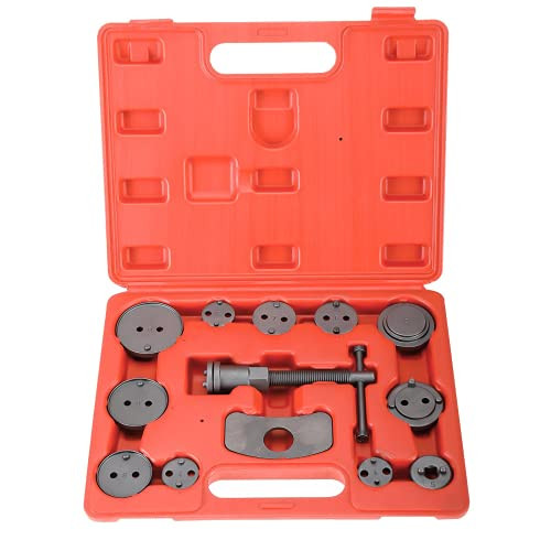 KUNTEC 13Pcs Universal Brake Caliper Wind Rewind and Piston Compression Kit Brake Pad Repair Replacement Set