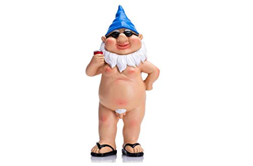 Peeing Gnome Naughty Garden Gnome, Naked Gnome Statue, Gnomes Garden Decorations Funny, Gnomes for Fairy Garden Supplies, Resin Garden Statues and Figurines Outdoors -Blue-
