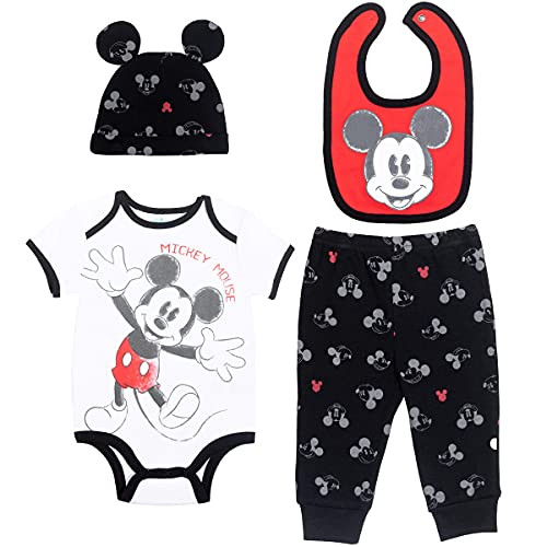 Disney Mickey Mouse Baby Boys Layette Set: Bodysuit Pants Hat Bib White/Black/Red 6-9 Months Disney Mickey Mouse Baby Boys Layette Set: Bodysuit Pants Hat Bib White/Black/Red 6-9 Months