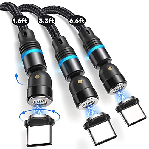 540 Degree Type C Magnetic Charging Cable, FOCYO [3 Pack - 1.6ft/3.3ft/6.6ft- Fast Charging Braided Magnetic Cord QC 3.0 Fast Charge and Data Transfer Magnetic Cable USB C Magnetic Phone Charger Cable 540 Degree Type C Magnetic Charging Cable, FOCYO [3 Pack - 1.6ft/3.3ft/6.6ft- Fast Charging Braided Magnetic Cord QC 3.0 Fast Charge and Data Transfer Magnetic Cable USB C Magnetic Phone Charger Cable