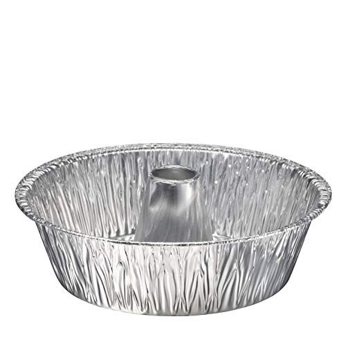 10" Disposable Round Cake Baking Pans - Aluminum Foil Bundt Tube Tin Great for Baking Decorative Display - Heavy Duty Aluminum Pan for Fruitcake, Angel Food Cake -10 Counts-