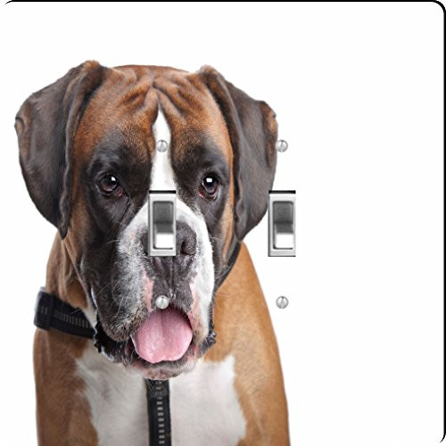 Rikki Knight Boxer Dog Design Double Toggle Light Switch Plate