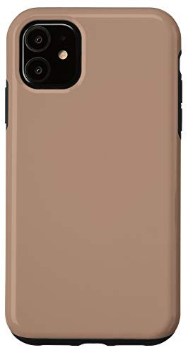 iPhone 11 Pastel Nude Beige Matte Simple Brown Color Art Case