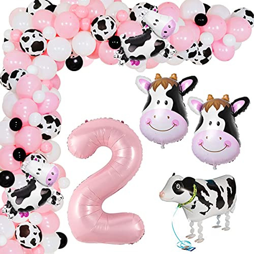 Cow 2nd Birthday Party Supplies for Girl, Farm Animal Theme Balloons Garland Arch Kit Party Decorations Farm Animal 2nd Birthday Party Supplies with Cow Head and Walking Cow Foil Balloons Cow 2nd Birthday Party Supplies for Girl, Farm Animal Theme Balloons Garland Arch Kit Party Decorations Farm Animal 2nd Birthday Party Supplies with Cow Head and Walking Cow Foil Balloons