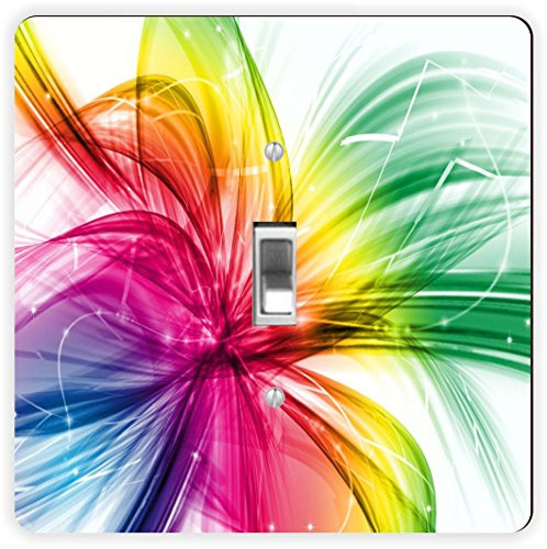 Rikki Knight Colorful Rainbow Abstract-Single Toggle Light Switch Plate