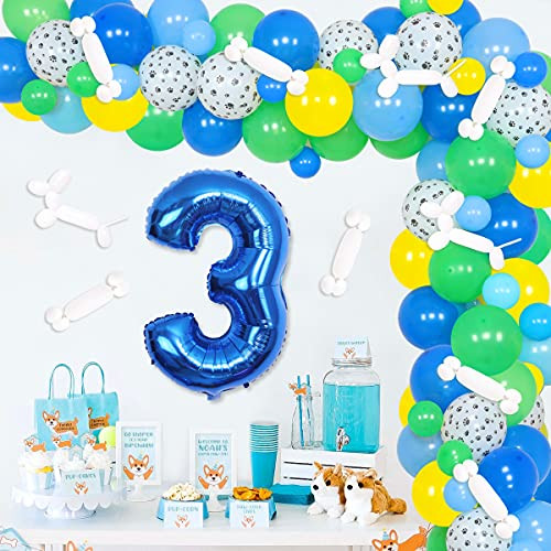Puppy Dog Birthday Party Decorations Balloon Garland for Puppy Paw Dog Friend Theme Party Dog Birthday Party Supplies Blue Green Yellow Balloons Number 3 Foil Balloon Puppy Dog Birthday Party Decorations Balloon Garland for Puppy Paw Dog Friend Theme Party Dog Birthday Party Supplies Blue Green Yellow Balloons Number 3 Foil Balloon