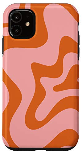 iPhone 11 Retro Liquid Swirl Abstract Pattern Pink Orange Case