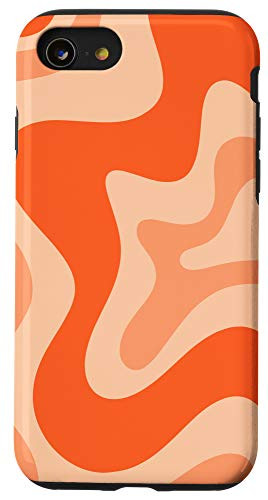 iPhone SE -2020- / 7 / 8 Retro Liquid Swirl Abstract Pattern in Orange Case